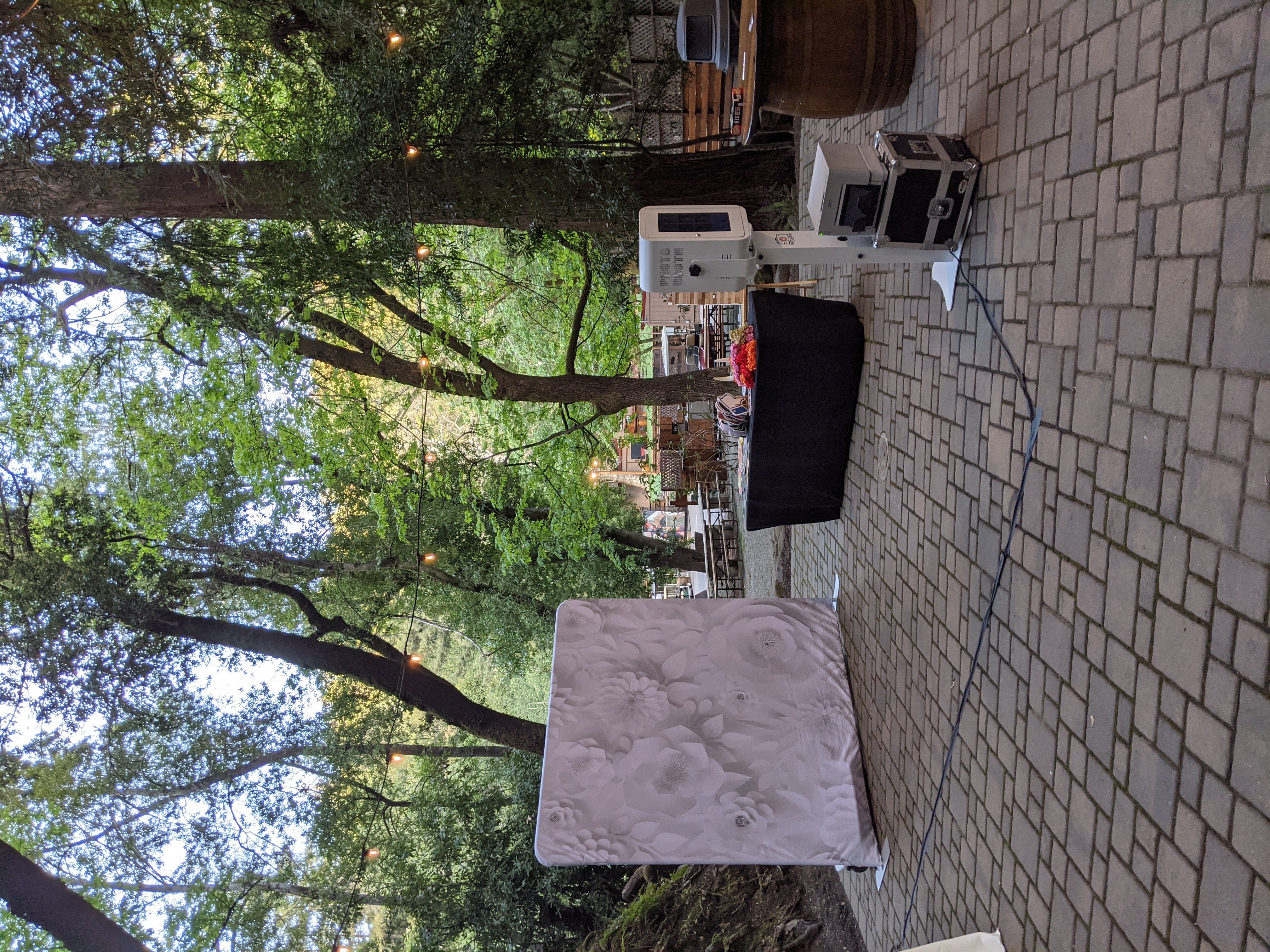 An elegant photo booth setup in Saratoga hills wedding venue